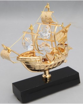 24K Gold Plated Santa Maria Sailing ship